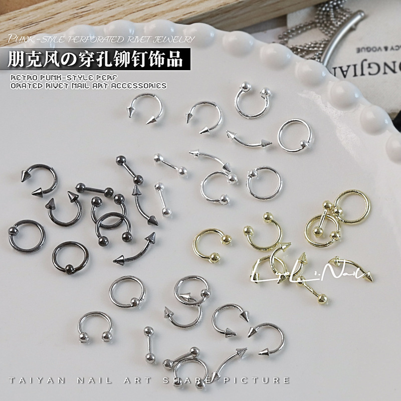 Cross-Border Popular Rivet Nail Jewelry Hot Girl Style Metal Punk Pierced Ring Nail Jewelry Accessories Wholesale