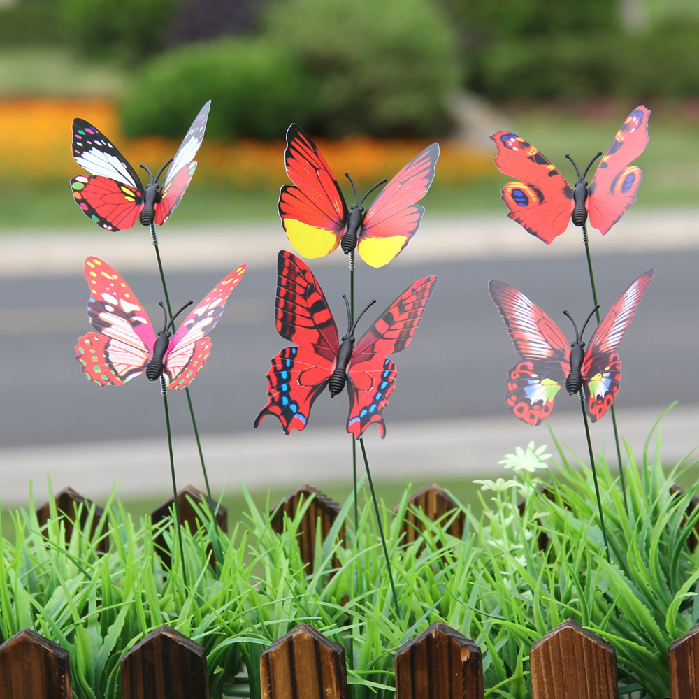 7CM Simulated Butterfly Stakes Insert for Flower Pots, Gardening, Landscape, Home Decor, Beautification, Green Plant Decor