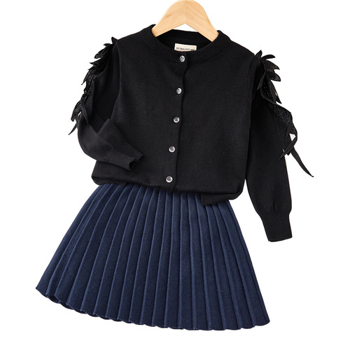 2024 Spring and Autumn Wings Girls Knitted Cardigan Cotton Internet Celebrity Fashionable Children's Sweater Cardigan Jacket One Piece Dropshipping