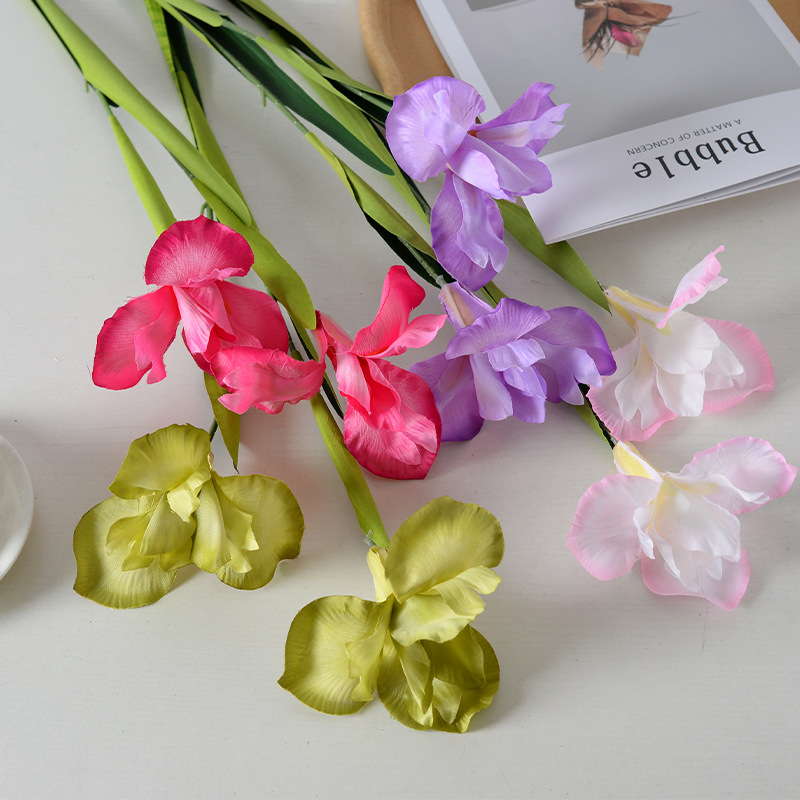 Flores de simulación 2 iris pintura al óleo de flores de boda de Alice flores de seda del salón de la boda props de disparo flores falsas celebridades en línea