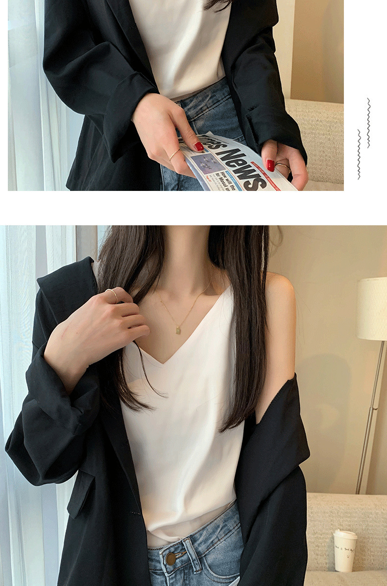高级感V领露背小西装Black V Neck Pocket Blazer