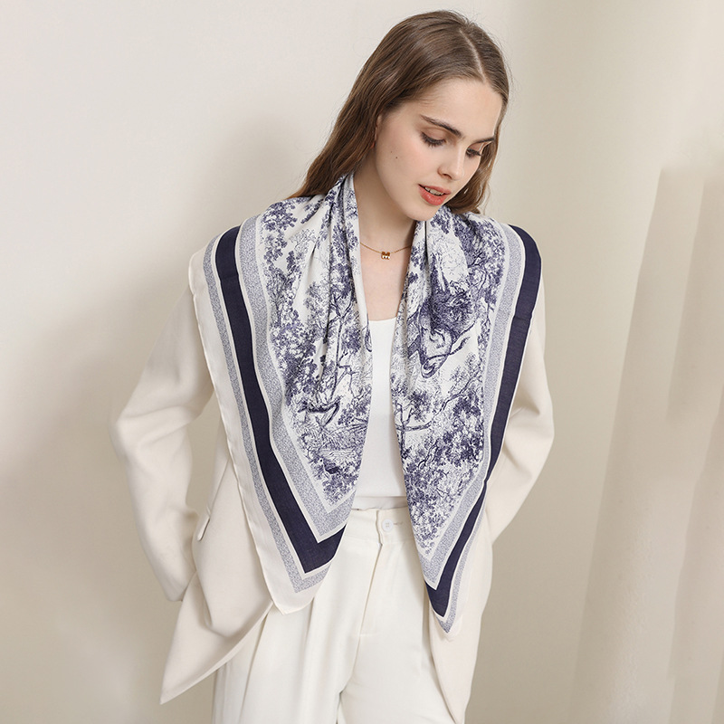 Personalidad coreana de impresión de estepa del león de estilo de alta calidad 90 personaje bufandas decorativas profesionales