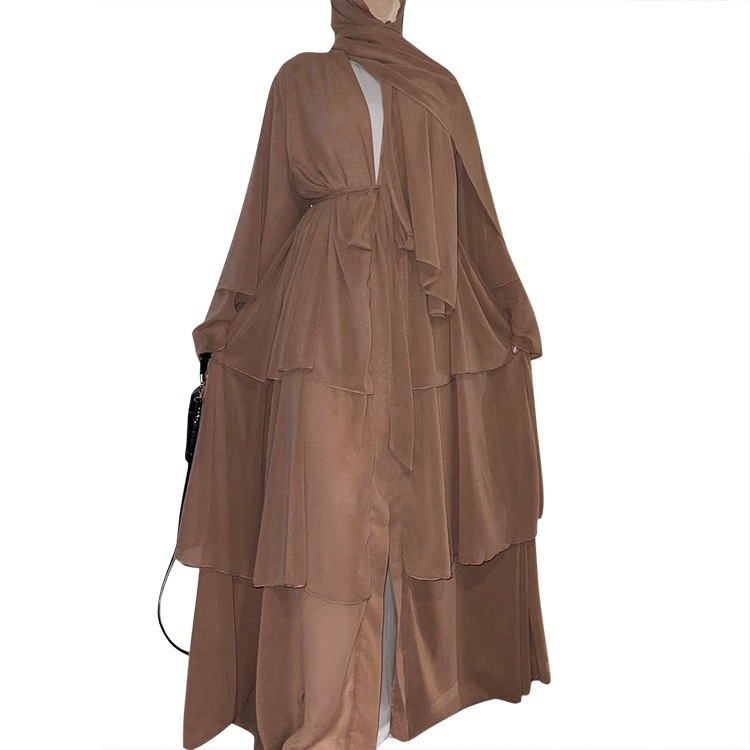 Cross-border Women's Clothing European And American Fashion Middle Eastern Style Spliced Three-layer Chiffon_ecoleips.com