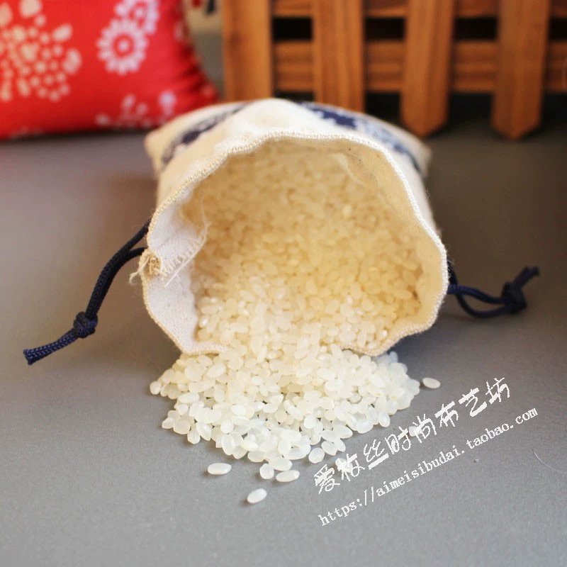 Cloth bag, Chinese style, drawstring, cotton and linen, for luck