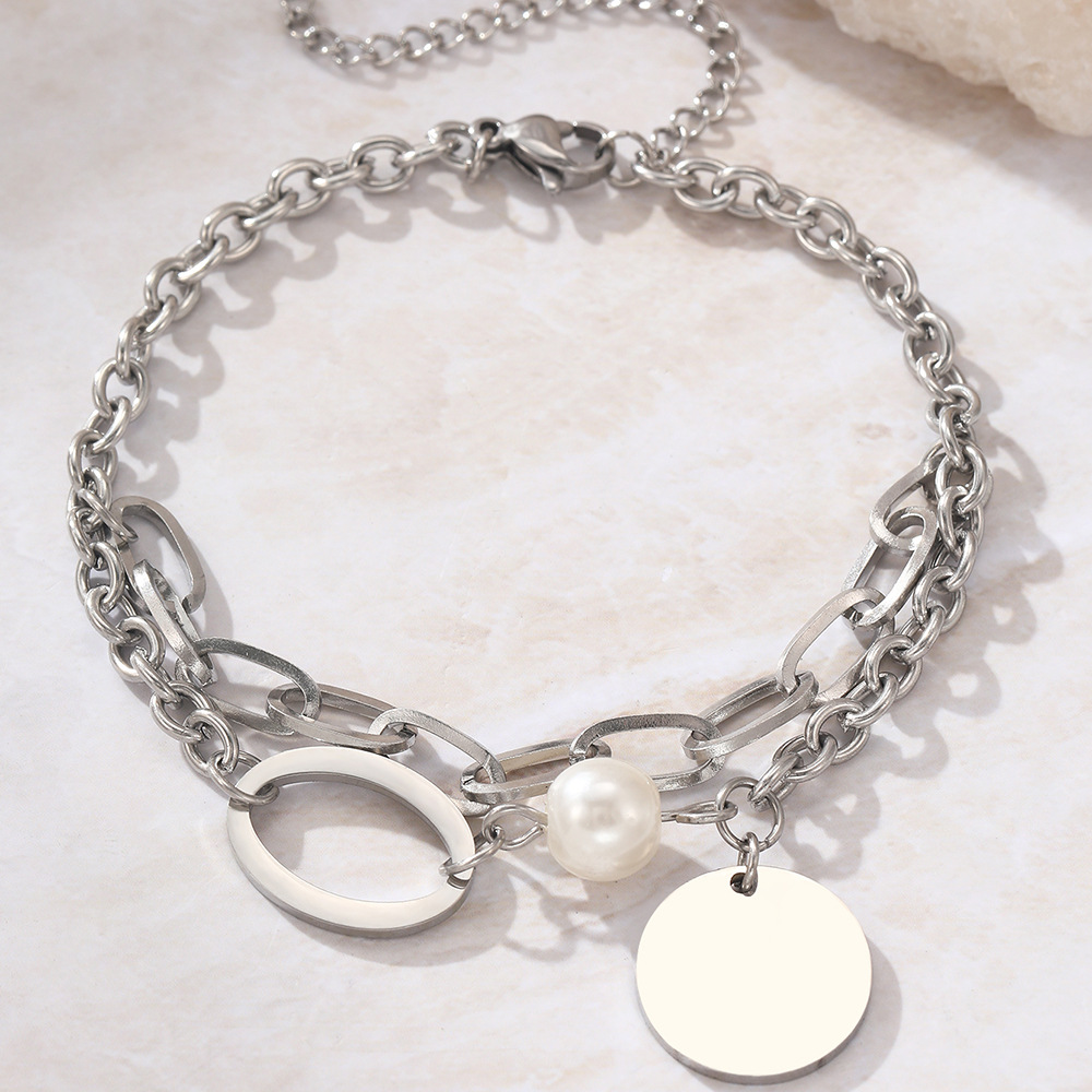 Plating Design Simple Style, Classic Style Style Simple Style Classic Style Solid Color 304 Stainless Steel Stainless Steel Bracelets In Bulk