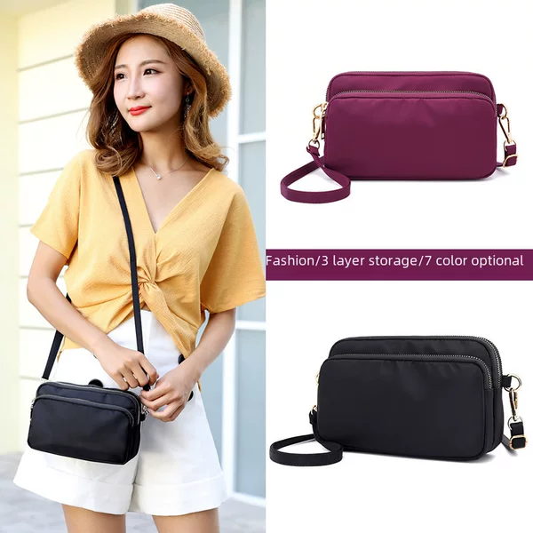 Lightweight Shoulder Bag Women's Fashionable Hand-held Small Square Bag Waterproof Nylon Cloth Bag Large Capacity Mobile Phone Coin Purse