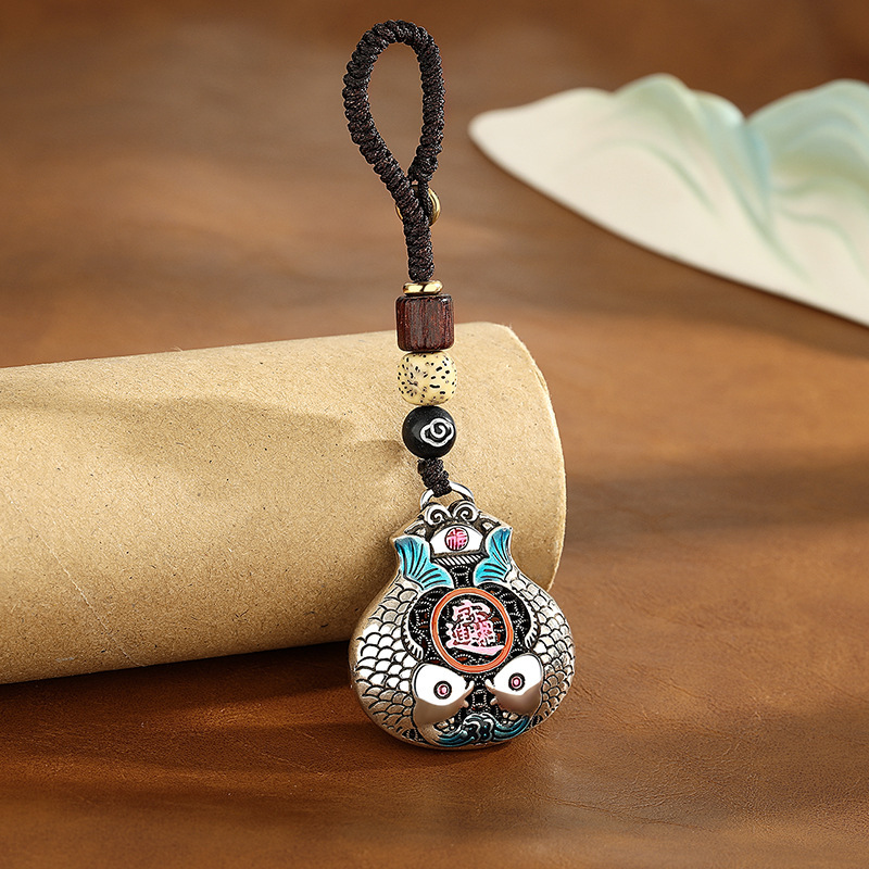 Vintage Enamel Burnt Blue Pisces Koi Lucky Bag Pendant for Women Creative Ethnic Style Temperament Ladies Pendant Gift Vintage Enamel Burnt Blue Pisces Koi Lucky Bag Pendant for Women Creative Ethnic Style Temperament Ladies Pendant Gift