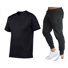 2025 新しいラウンドネック Tシャツ半袖純綿ボトリングシャツ + スポーツカジュアル薄手のズボンファッショナブルな無地スーツ