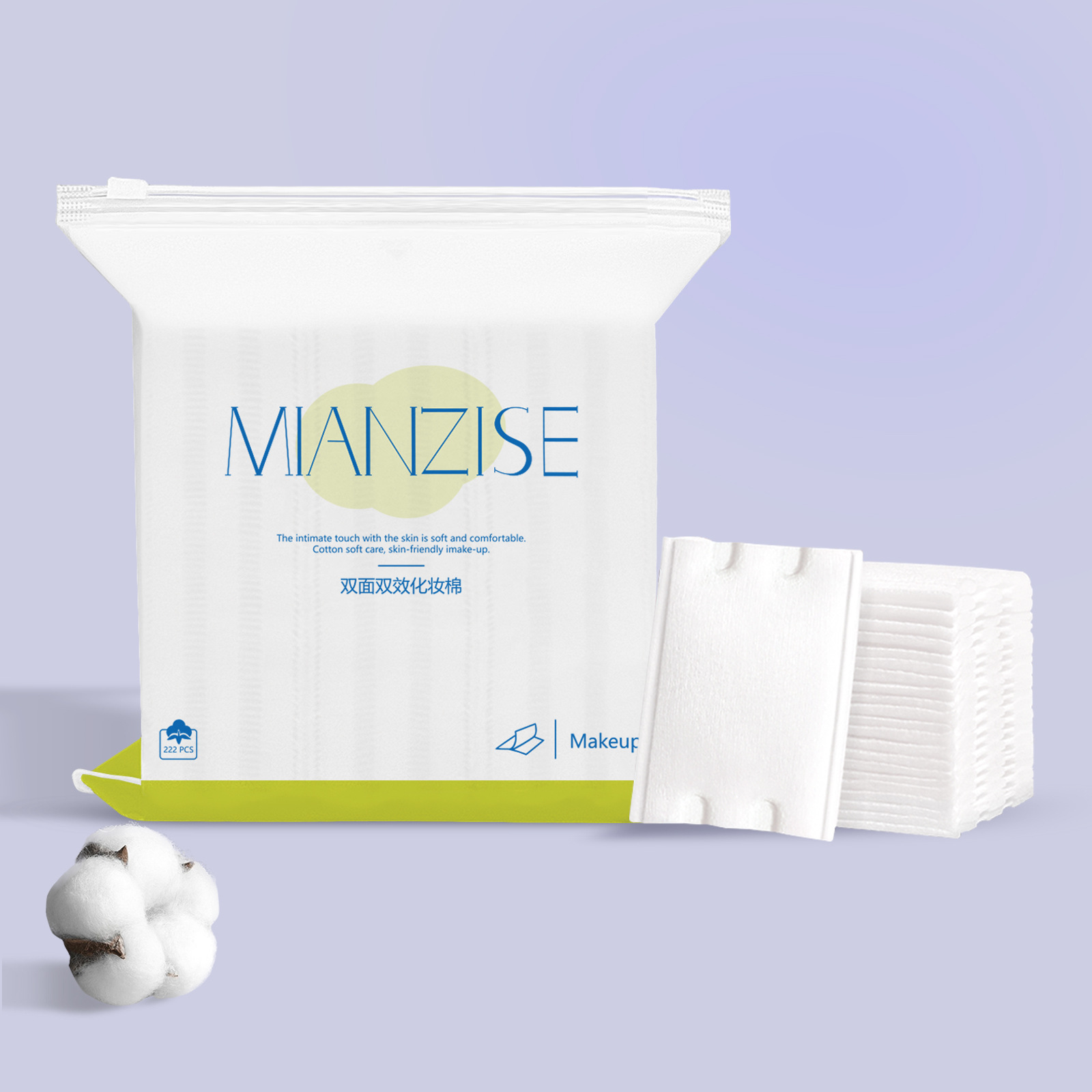 Bolsas gruesas de algodón desmolgante de doble cara, toalla desmolgante desechable para algodón facial, gran cantidad de puntos de presión de borde.