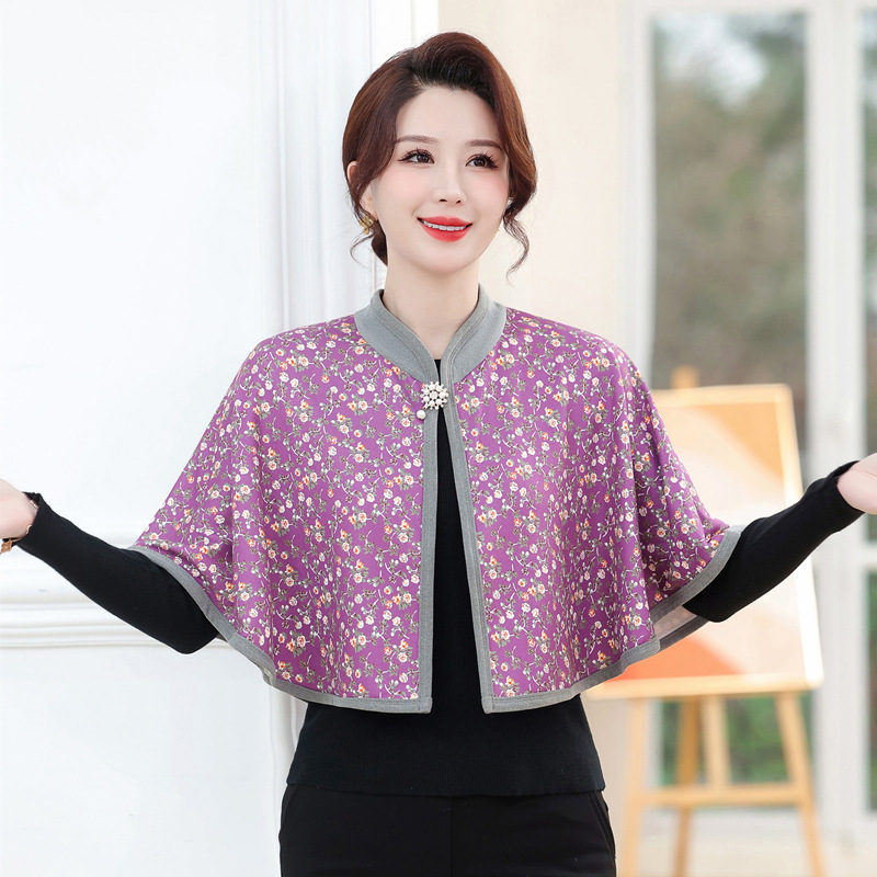 新款德绒斗篷护肩百搭外穿披肩中老年女装气质披风空调房外套四季