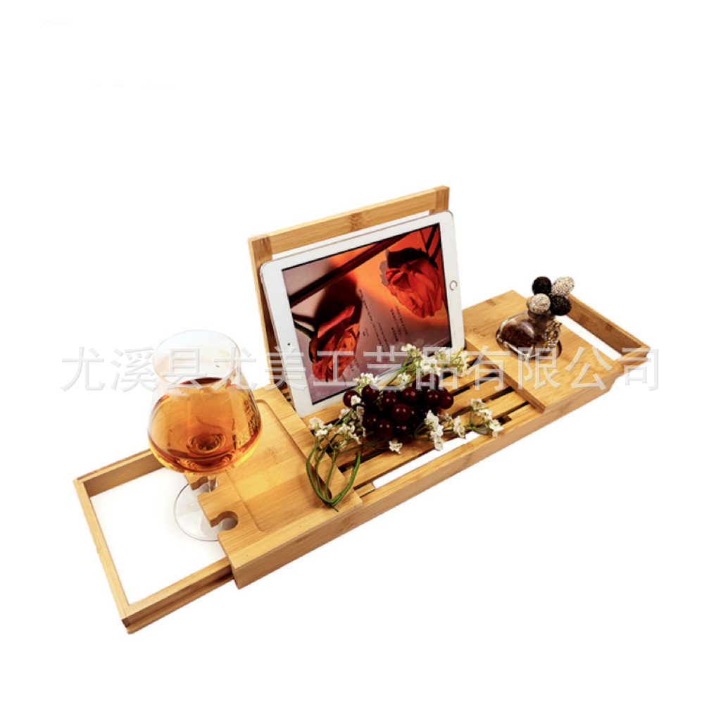 Estante de almacenamiento de bambú baño bañera multiusos fruta merienda pantalla plana estante multi-especificación estilo se puede establecer