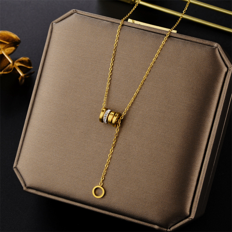 Fashion Geometric Titanium Steel Plating Zircon Necklace_colorza_4