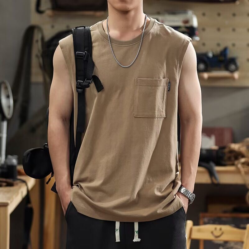 Fat Summer New plus size Vest Loose Casual 2025 American Sports Men's Sleeveless T-shirt