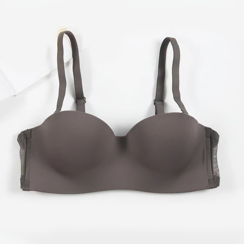 Fábrica de Shantou sostén sin marcas de espalda hermoso pecho pequeño reunido medio taza de estudiantes niñas antideslizante sin cinturón de hombro ropa interior