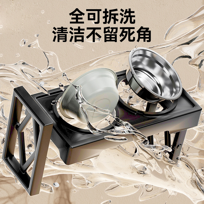 Comercio exterior transfronterizo para perros comida lenta tazón de cabello dorado elevación ajustable tazón de elevación tazón de perros grandes tazón de acero inoxidable para mascotas doble tazón