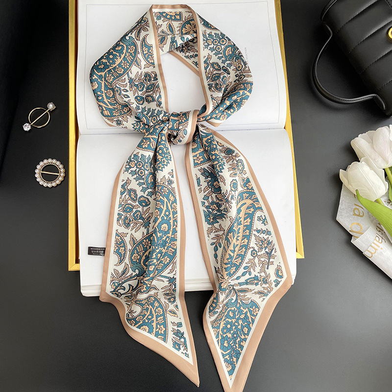 Bufanda larga pequeña para mujer primavera y verano nuevo impreso moda todo partido corbata de pelo bolsa bufanda decorativa cinta banda de pelo