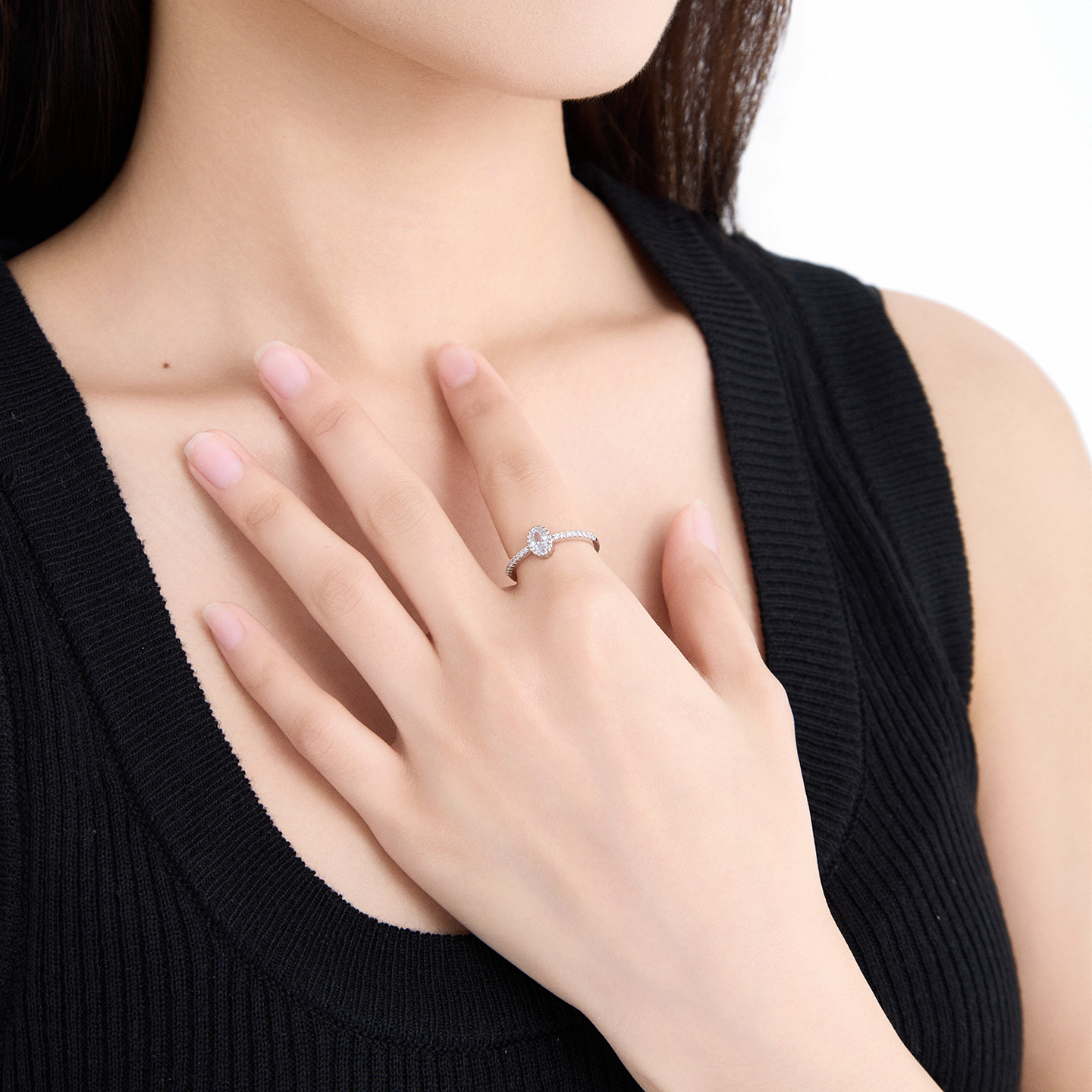 Anillo Elíptico Geométrico de Aleación, Galvanizado, para Mujer