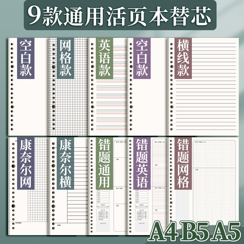 A5 / B5 / A4 papel en blanco perforación cuaderno de reemplazo del núcleo boceto pintado a mano engrosado comercio exterior transfronterizo image 2