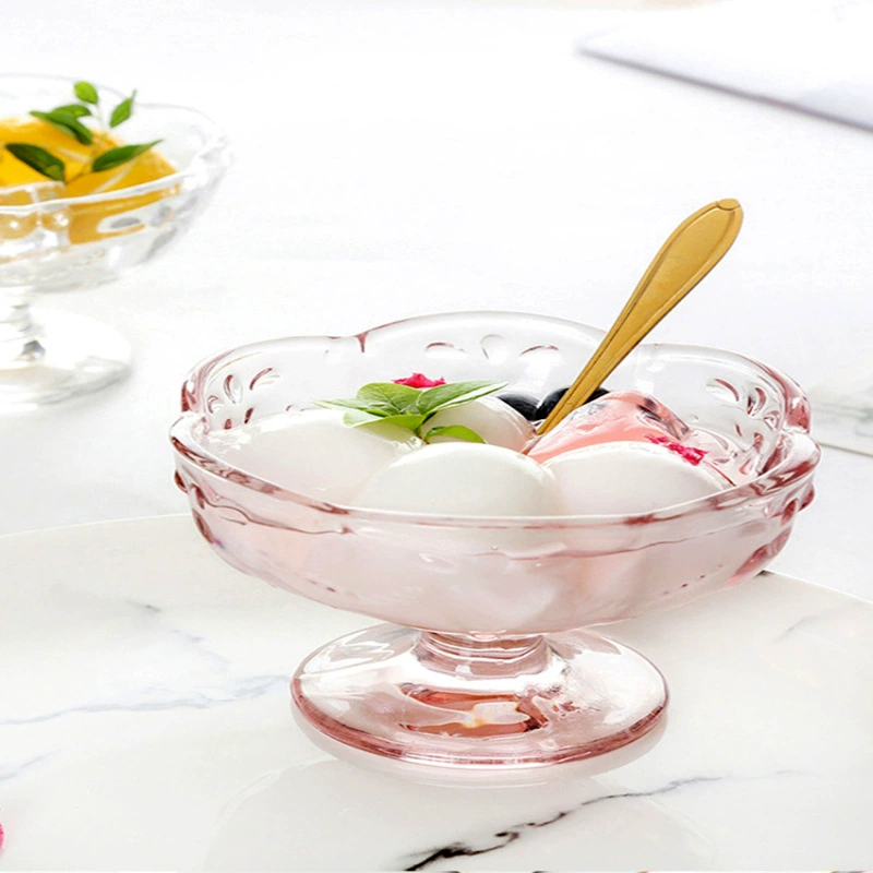 Японский стиль любви европейский стиль персиковый лепесток салатная чаша высокая стеклянная чашка мороженого