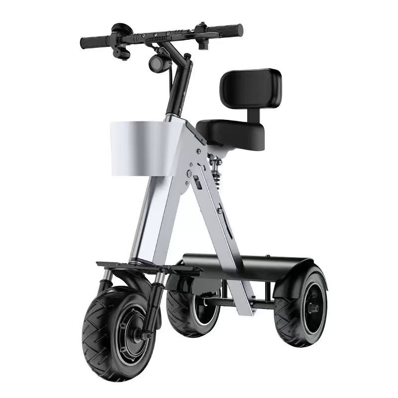 Cross-Border Folding Electric Vehicle, Aluminum Alloy Mobility Scooter, Power-Assisted Electric Tricycle, Small Household Electric Vehicle, Car-Mounted Battery-Powered Vehicle