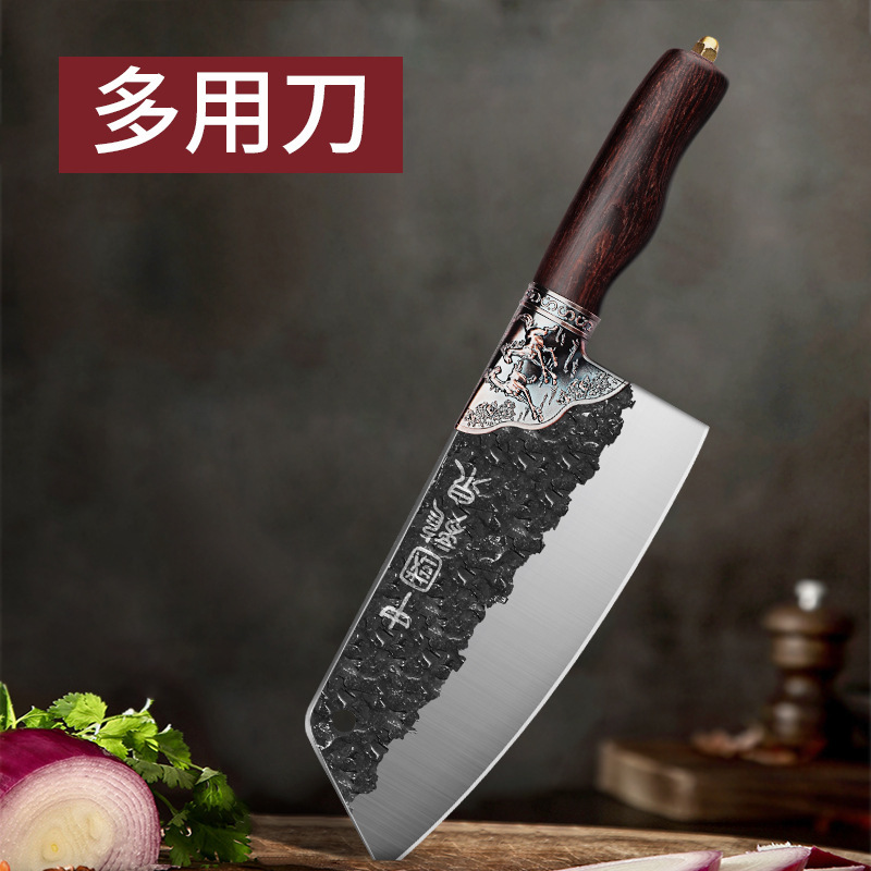 Cuchillo de cocina de Longquan cortador de doble propósito cortador de corte ultra rápido cuchillo de corte de acero de manganeso doméstico cuchillo de corte de forja y punción cuchillo de cocina conjunto de cuchillos