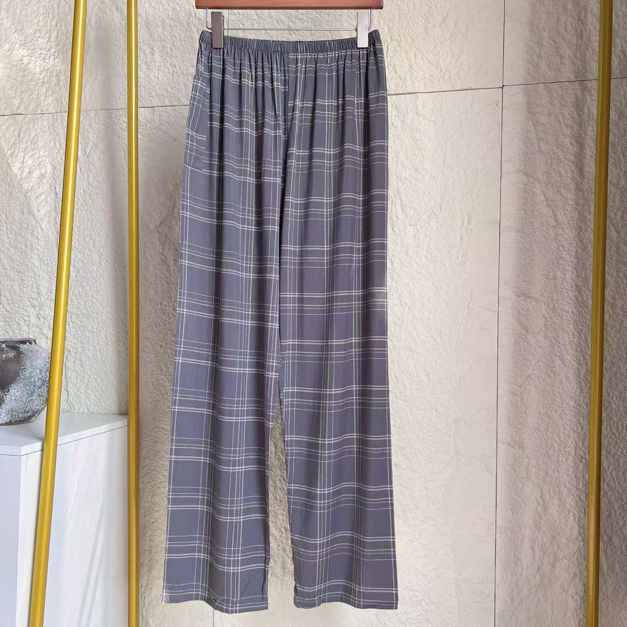 남성용 바지 스타일 29 회색 대형 격자 무늬