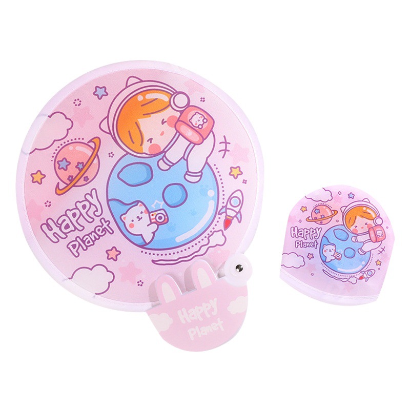 Reflector lindo ventilador plegable ventilador portátil de dibujos animados ventilador pequeño estudiante mini tela ventilador de grupo ventilador plegable al por mayor