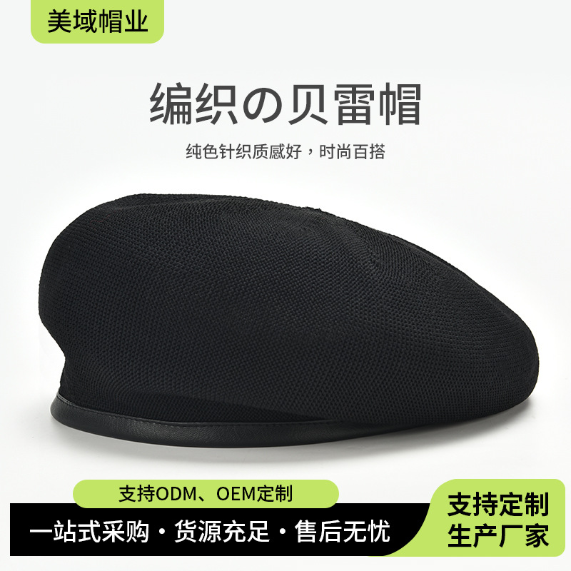 Temperamento japonés boina negra sombrero de invierno de invierno de lana muestra cara pequeña cabeza grande versátil sombrero pintor de periódicos