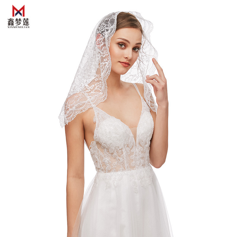 Muslim Triangle Lace Scarf Foreign Trade Supply Bridesmaid Wedding Headscarf European and American Style Studio Wedding Photography Headscarf