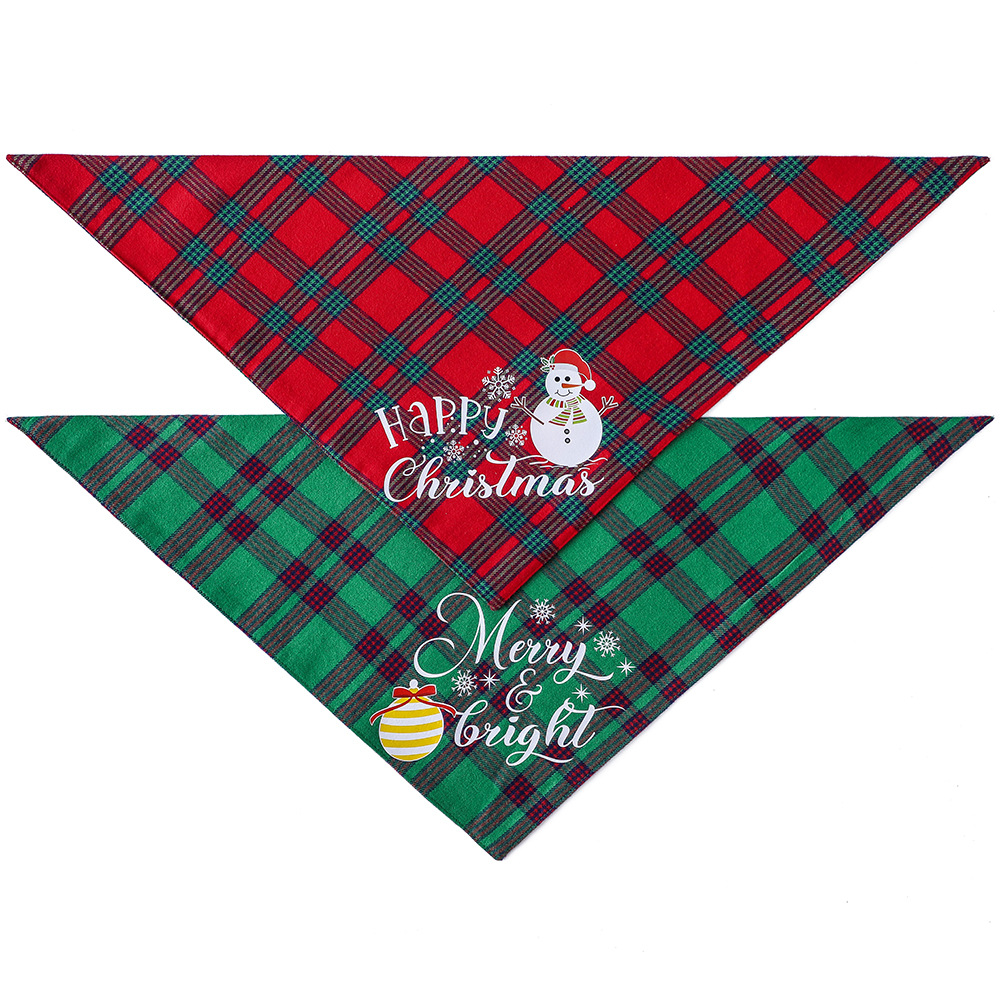 Original transfronterizo nuevo algodón a cuadros mascota triángulo bufanda perro bufanda Navidad mascota saliva toalla mascota bufanda