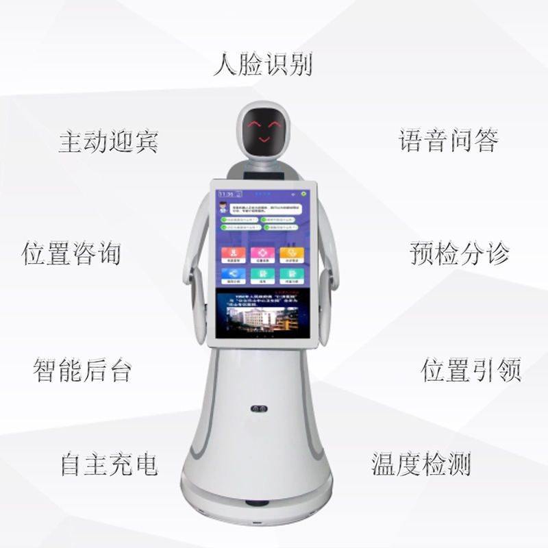 Salón de exposiciones Servicio de guía de robot Guía hospitalaria Diálogo de voz inteligente Consultas triaje Bienvenida Recepción