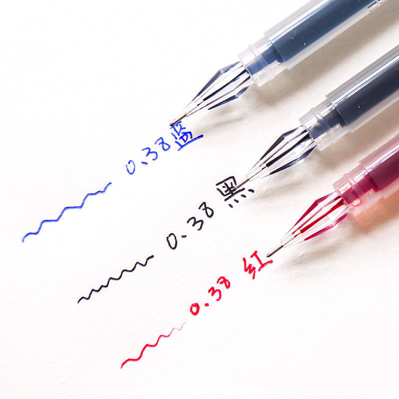 高颜值中性笔大容量水笔水晶头笔黑笔学生考试碳素签字笔批发