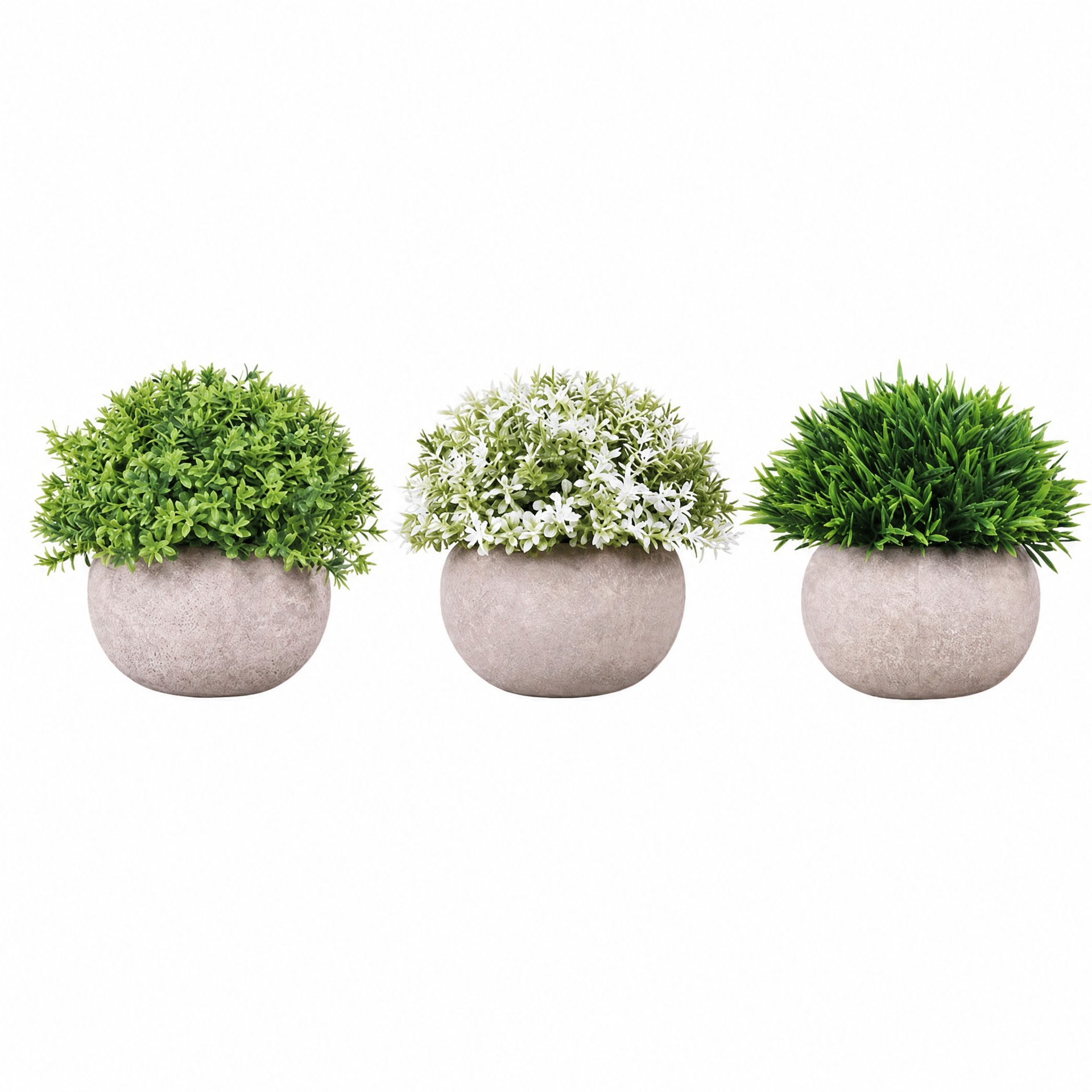 Juego de 3 Plantas Verdes Artificiales en Maceta de Pulpa de Papel