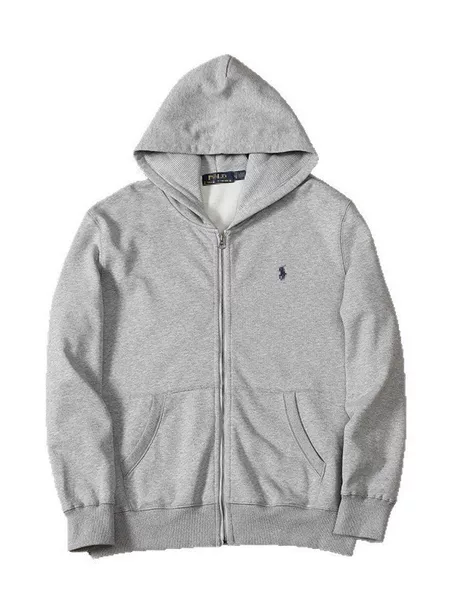 Cross-Border Export High-Quality Raff Terry Rl Pony Embroidered Hooded Sweatshirt Zipper Cardigan Jacket Men's and Women's Hoodies