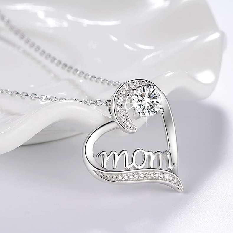 Pendant Necklace Classification 1 Piece Quantity 925 Sterling Silver Zircon Plating Inlay Letter Heart Shape Pendant Necklace