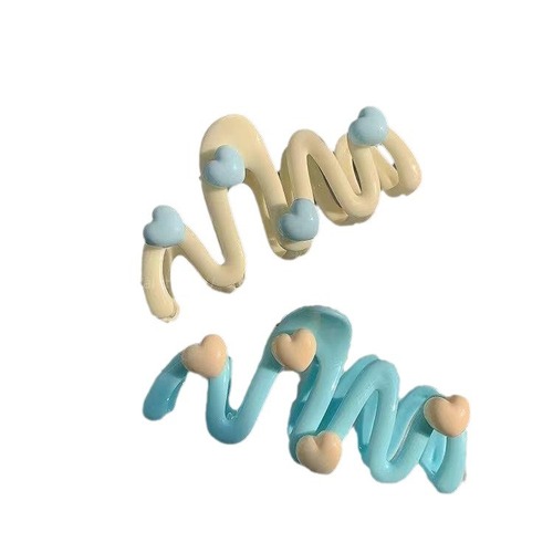 碎发波浪发夹子新款大号奶油色发卡后脑勺盘发鲨鱼少女发饰头饰