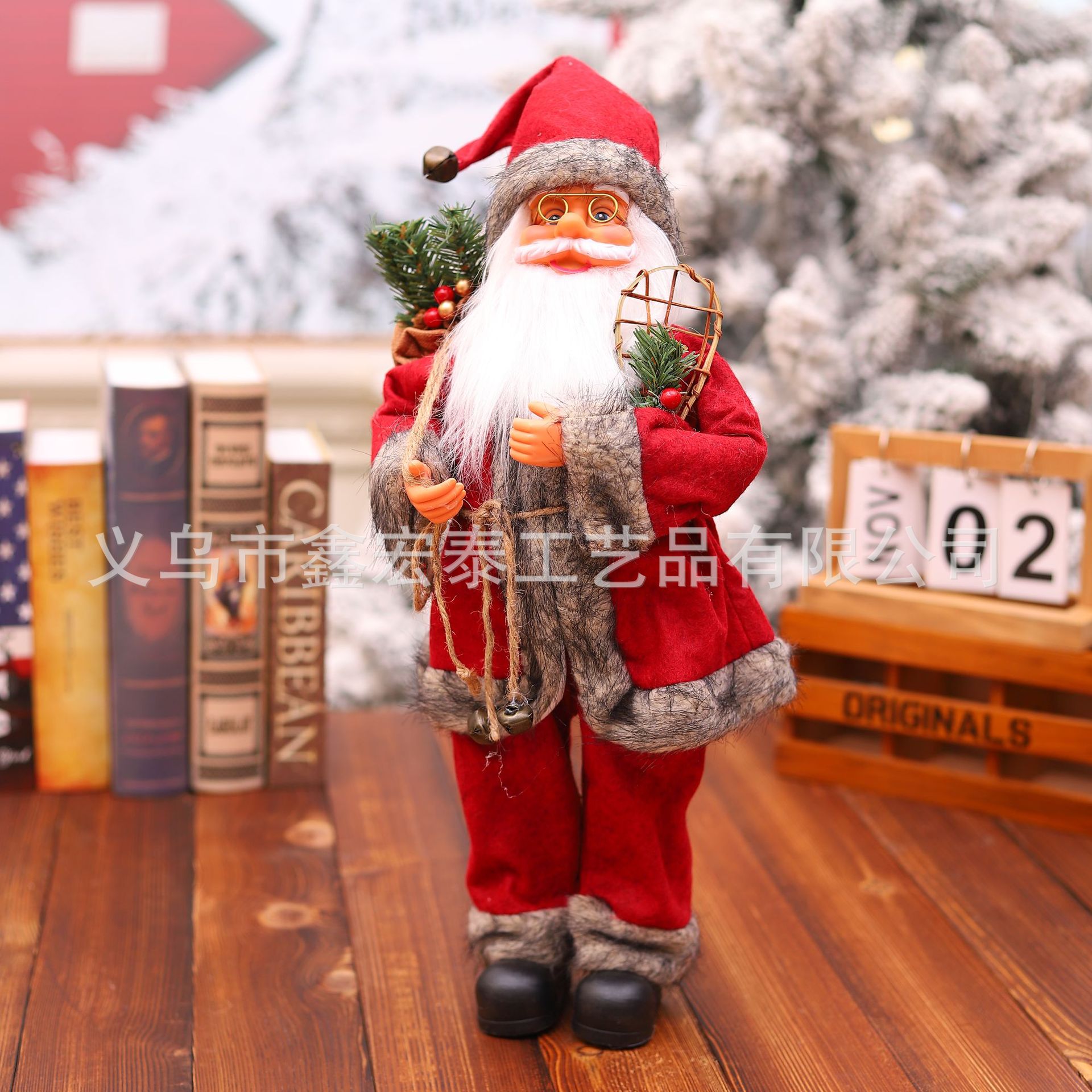 Navidad dibujos animados viejo Navidad ventana decoración pie Santa Claus muñeca creativa nueva ropa roja viejo hombre adornos