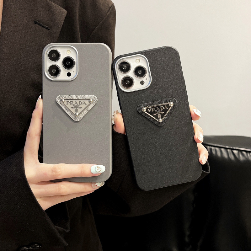 Suitable for Iphone15Promax Mobile Phone Case Plain Leather Texture 13 Anti-Fall Protective Cover 12 Cross-Border Export 16 Couple 14