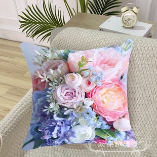 Rose Flower Pillow Cross Stitch New Style Bedroom Sofa Cushion Full Embroidery Handmade Product Line Embroidery Embroidery Self Embroidery