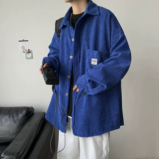 灯芯绒衬衫男宽松休闲设计感小众长袖衬衣春秋港风痞帅气日系外套