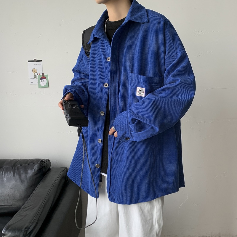 灯芯绒衬衫男宽松休闲设计感小众长袖衬衣春秋港风痞帅气日系外套