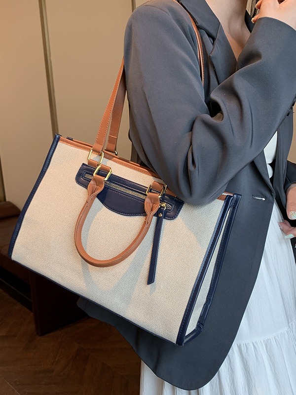 Bolsa de mano de comercio exterior transfronterizo mujer 2024 nuevo lino color retro ocio viaje bolsa de hombro de gran capacidad