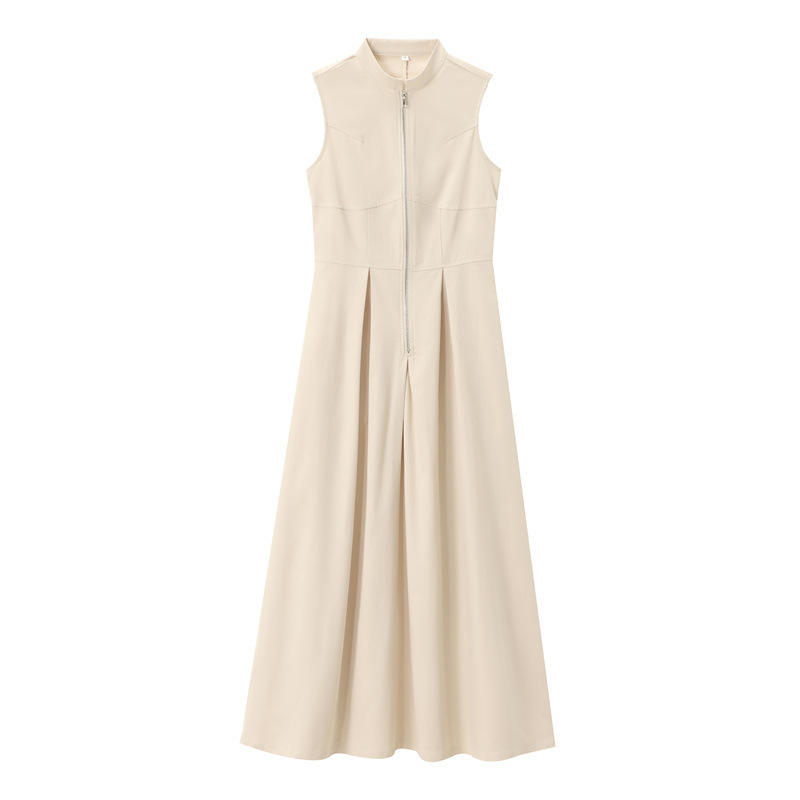 summer fashionable elegant dress sleevless with a round collar