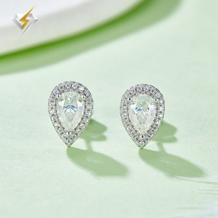Moissanite earrings cross-border foreign trade e-commerce new drop-shaped 0.5 karat earrings Seiko S925 silver jewelry