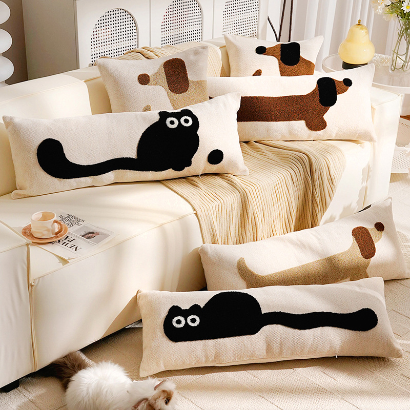 Cute de dibujos animados cachorro funda de almohada de tira larga habitación de los niños almohada larga con núcleo original simple cojín de sofá animal