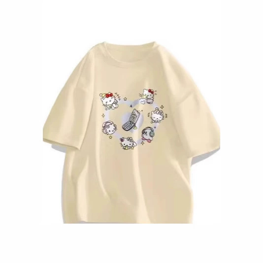 Красивый трендовый футболка Hello kitty для мужчин и женщин для отдыха, с коротким рукавом, 3D, для любимых