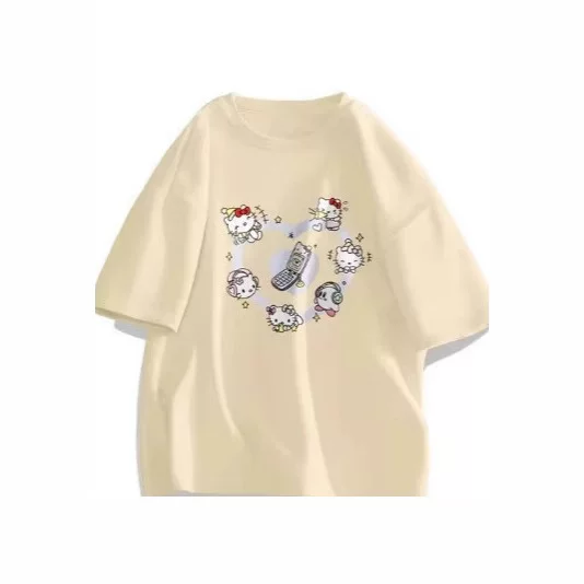 Красивый трендовый футболка Hello kitty для мужчин и женщин для отдыха, с коротким рукавом, 3D, для любимых