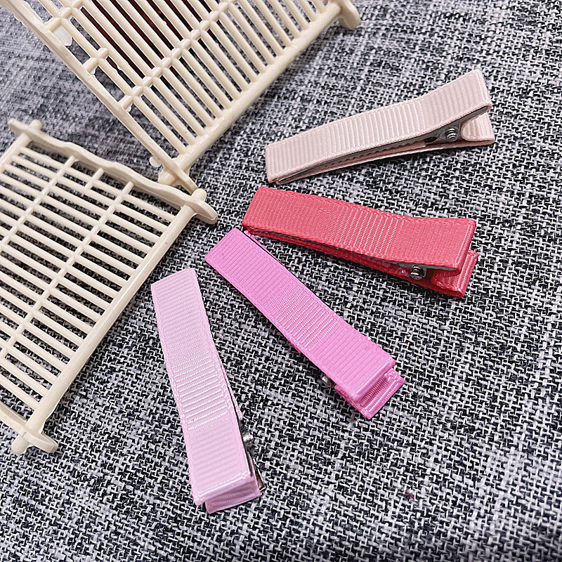 包布发卡少女双齿材料螺纹半全发夹发饰配件包布夹鸭嘴蝴蝶结diy