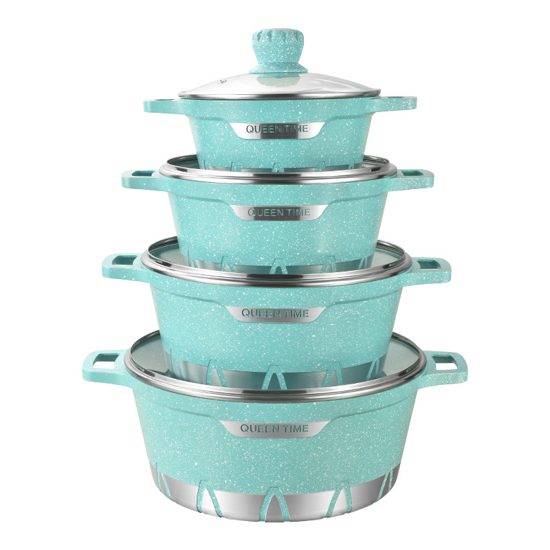 Olla de sopa transfronteriza de fundición a presión olla antiadherente estofado olla traje 10 piezas olla de aluminio conjunto de 10 piezas