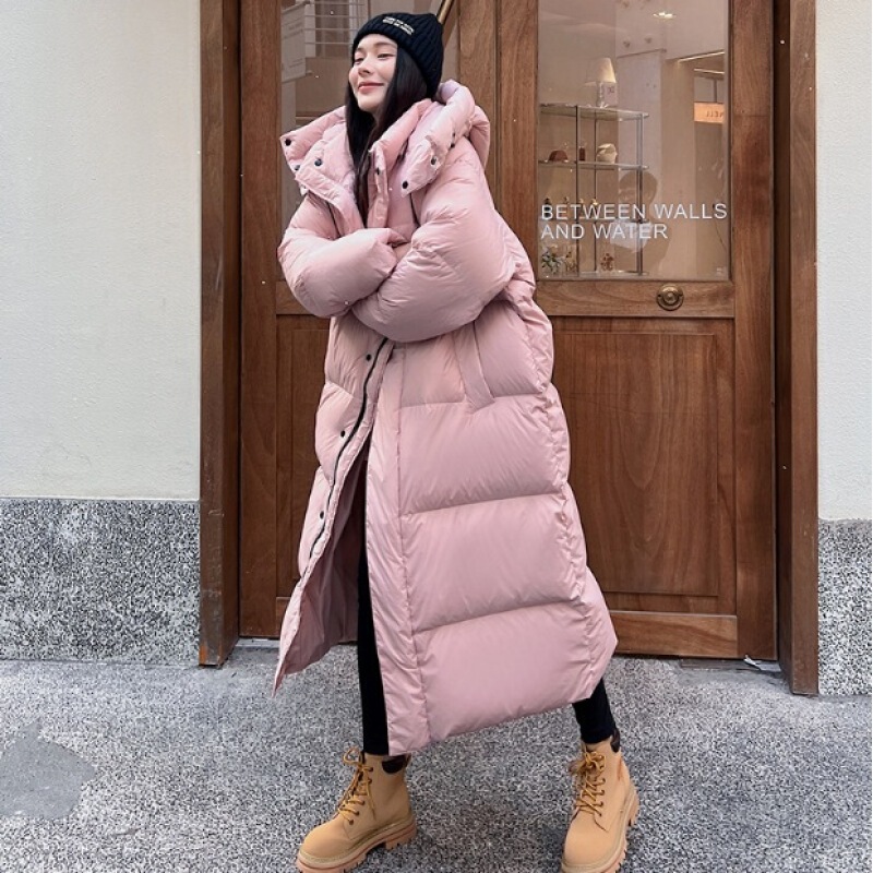 Cream-Colored down Jacket for Women, New Winter Mid-Length Korean Style, Large Size, Chinese Style, White Duck Down, Wholesale for Ladies